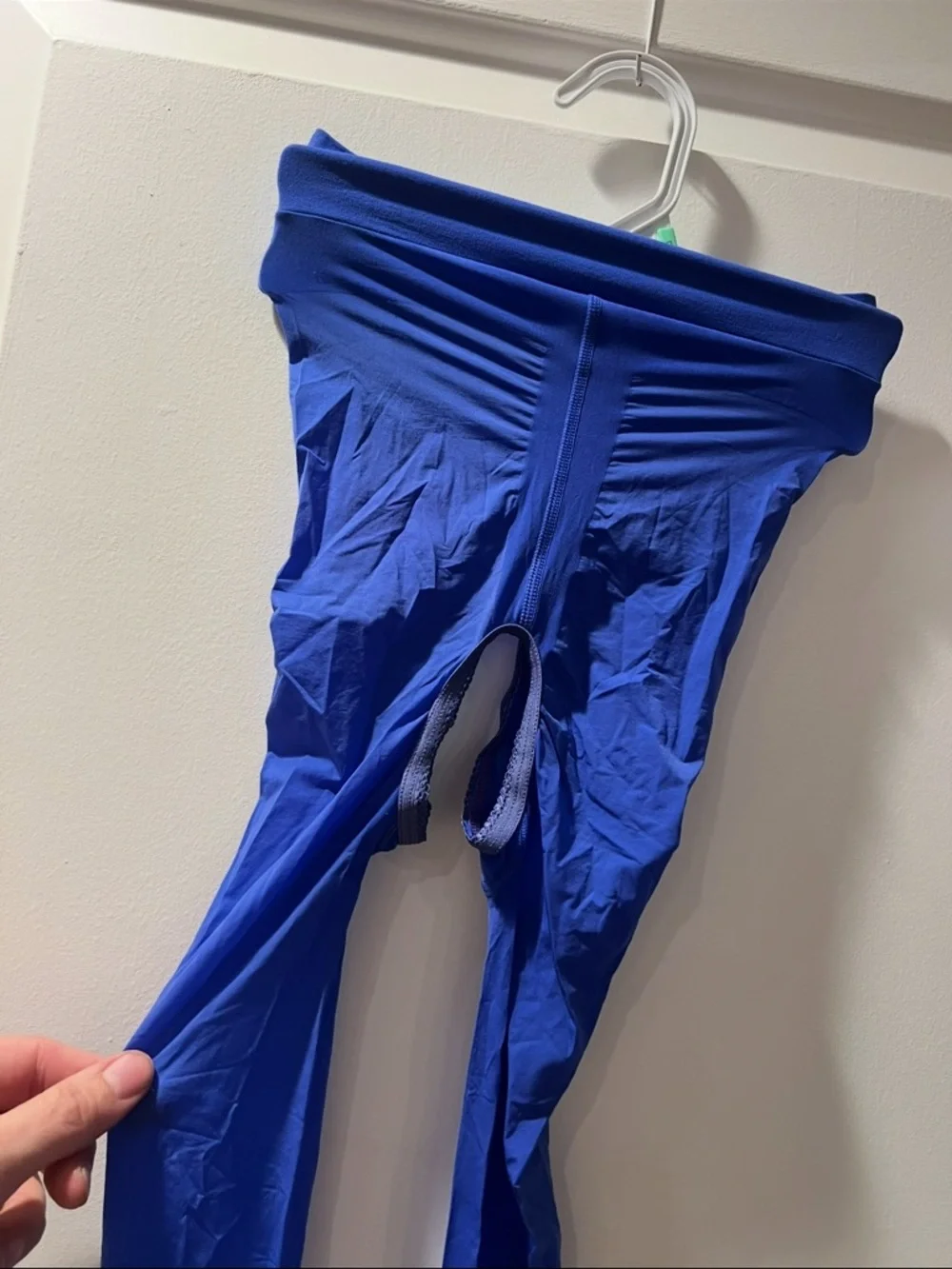 Bright Royal Blue crotchless Sheer Tights